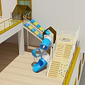 Kindergarten Indoor Play Area With Colorful Slide Stairs And Safe Railings