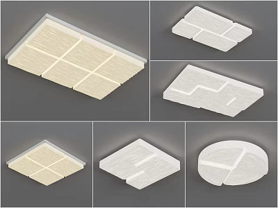 Modern Ceiling Light Fixture Combinations With Various Shapes And Geometric Textures 3d model