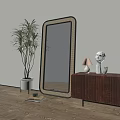 medieval full-length mirror clothing store fitting mirror rattan full-length mirror landing full-length mirror internet-famous full-length mirror 3d model