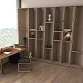 Modern Bookshelf Decoration Floor-type Storage Rack Display Rack Table and Chair Combination 3d model