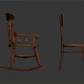 Wooden Rocking Chair with Armrest and Simple Straight Leg Chair Design
