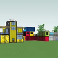 Colorful Container Modular Homestay Building with Modern Design Greenery and Outdoor Area