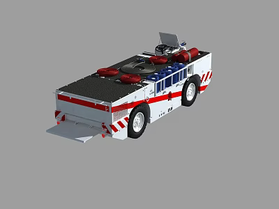 White Fire Truck Function Vehicle With Red Blue Stripes And Top Mounted Emergency Equipment 3d model
