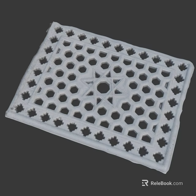 White Room Divider With Hollow Design Star Pattern And Hexagonal Holes 3d model 