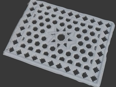 White Room Divider With Hollow Design Star Pattern And Hexagonal Holes 3d model