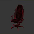 Ergonomic Office Chair With Black And Red Leather High Back Armrests And Wheels