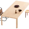 Log wind dining table and chair combination 3d model