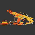 Creative Building Blocks Toys With Yellow And Orange Vehicle Models And Scattered Parts