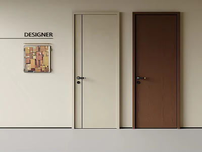 Designer Swing Doors in Beige and Brown for Modern Interior Spaces 3d model