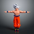 3D Anime Character Model With Silver Hair Muscular Body Torn Orange Pants And Outstretched Arms