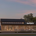 Modern Guesthouse Building With Large Glass Windows Black Roof And Sunset Sky