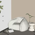 Modern Lazy Sofa Cream Single Sofa 3d model