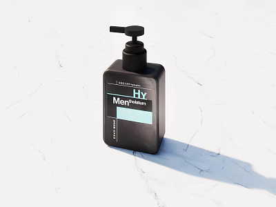 LUXE Moisture Black Cosmetic Bottle With Pump Dispenser On Marble Surface 3d model