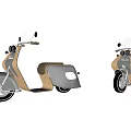 Silver And Wooden Scooter With Transparent Windshield Brown Seat And Black Wheels