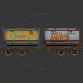 Vibrant Train Car Featuring Orange Tank Red Container Blue Frame And Wheels 3d model