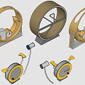 Modern Sports Training Equipment with Circular Gold Rings Adjustable Stands and Connecting Wires