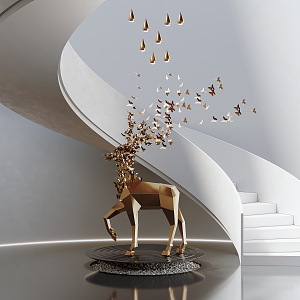 Modern sculpture deer sculpture ornaments 3d model