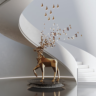 Modern sculpture deer sculpture ornaments 3d model