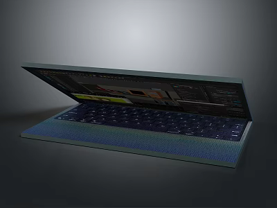 Modern Laptop Design With Open Screen And Illuminated Keyboard 3d model