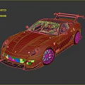 Red Sports Car With Black Rear Spoiler And Sleek Aerodynamic Body Design