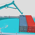 Turquoise And Brown Rescue Ship With Crane And Orange Lifebuoy On Deck