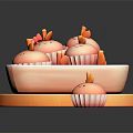 Rabbit Shaped Pink Cupcakes In White Square Tray On Wooden Base