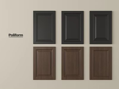 Poliform Black and Brown Wall Panels for Interior Design in Two Rows 3d model