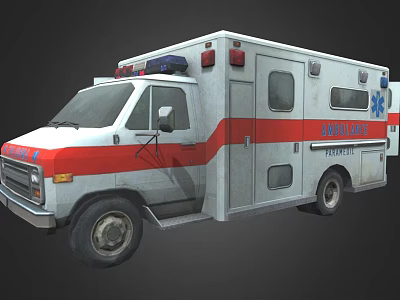 White Red Ambulance With Emergency Lights Medical Symbol And Rescue Details 3d model