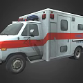 White Red Ambulance With Emergency Lights Medical Symbol And Rescue Details