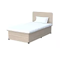 Modern Wooden Single Bed with White Mattress and Pillow Simple Design
