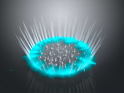 Abstract Technological Visualization With Blue Circular Form White Radiating Lines And Small Dots 3d model