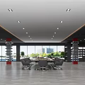 Modern Retail Store Interior With Shelves Black Chairs Gray Wooden Floor And Ceiling Lights