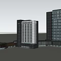 Modern High Rise Office Building With Glass Curtain Wall And Blue Sky White Clouds Background
