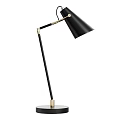 Modern Minimalist Table Lamp With Black Shade Adjustable Metal Arm And Round Base