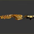 3D Rendered Pixel Style Weapons Collection With Orange Axes Swords And Hammers