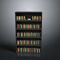 Black Bookshelf Featuring Multiple Shelves Filled With Various Colored Books