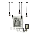 Stylish Decorative Ornament Combination With Pendant Lights Picture Frame Vase And Glass Cups