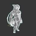 Blue And White Aquatic Creature 3D Render Muscular Humanoid Body Shark Like Head Long Tail