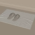 Cozy Beige Slippers Comfortable Indoor Shoes Placed On Light Towel Over Simple Floor Background