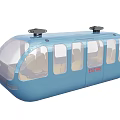 Modern Blue Electric Tram with Transparent Windows Interior Seats and Exit Sign