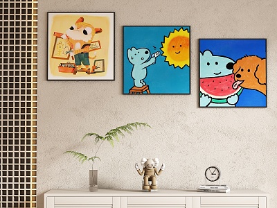 Cartoon Animal Decorative Painting Hanging Painting 3d model