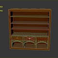 Classic Wooden Decorative Cabinet With Open Shelves Three Drawers And Storage Design