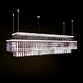 Modern Crystal Chandelier Design With Rectangular Frame And Hanging Glass Elements For Luxury Interior Decoration 3d model