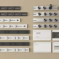 Modern Black White Gray Switch Panels With Knobs And Multiple Button Designs 3d model