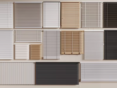 Various Colored Modern Window Blinds With Different Design Styles For Home Decoration 3d model