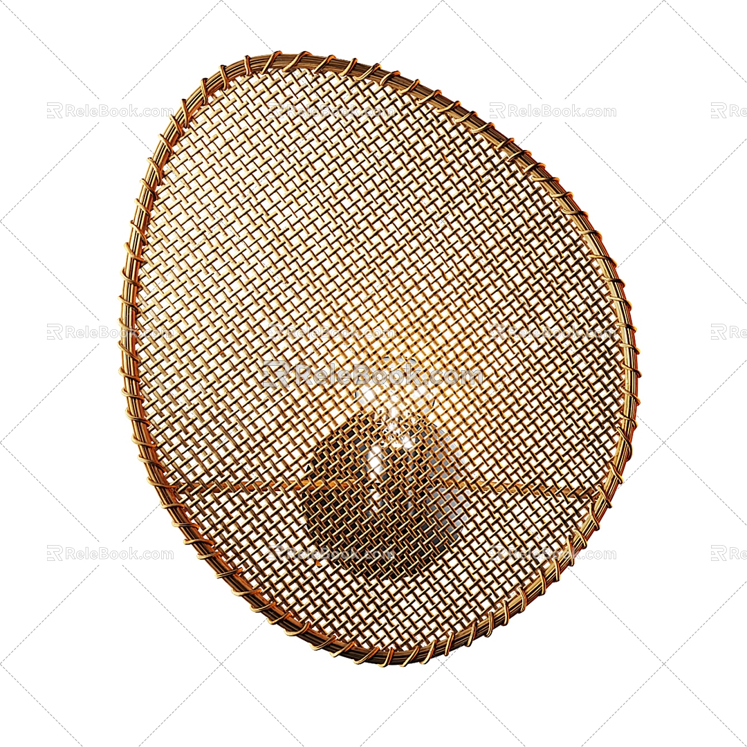 National style metal rattan wall lamp 3d model