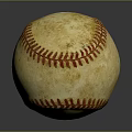 Vintage Leather Baseball Sports Equipment With Red Stitching And Weathered Surface