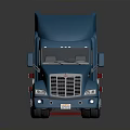 Blue Semi Truck With Cab And Flatbed Trailer For Commercial Transportation