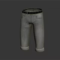 Grey Cropped Pants With Cuffed Hems Two Front Pockets Casual Style For Daily Wear
