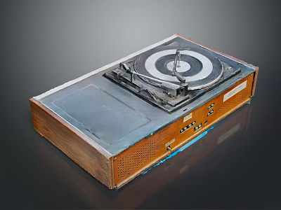 Classic Vintage Record Player With Wooden Casing Turntable And Control Panel 3d model